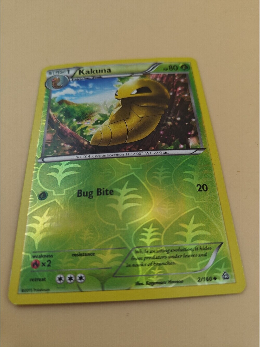 Pokemon Kakuna 2/160 Reverse Holo Primal Clash Uncommon LP NM TCG